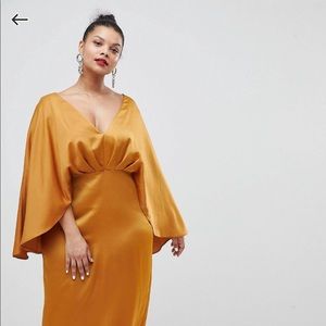 ASOS curve mustard/ golden dress